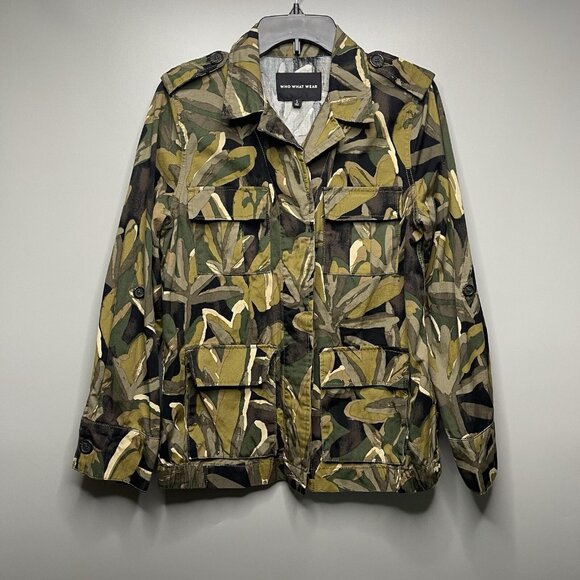 Who What Wear Tops - Who What Wear Green Leaf Camo Shirt Jacket Women's Size Small Lightweight